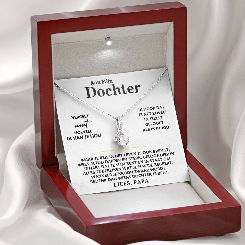 To My Daughter - Love Dad - 14k White Gold Necklace