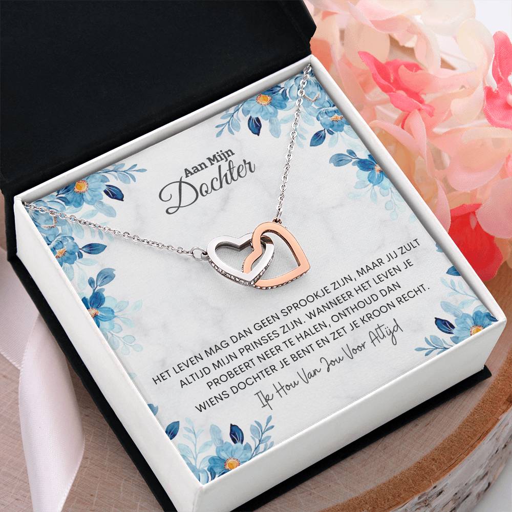 To My Daughter - Blue Flowers - Heart Necklace