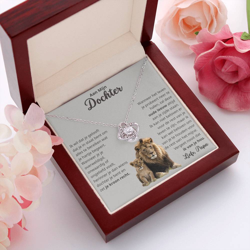 To My Daughter - Love, Your Old Lion - Love Knot Necklace