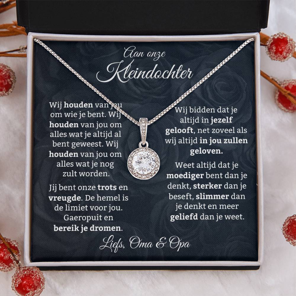 To My Granddaughter - We Love You for Who You Are - 14k White Gold Circle Necklace