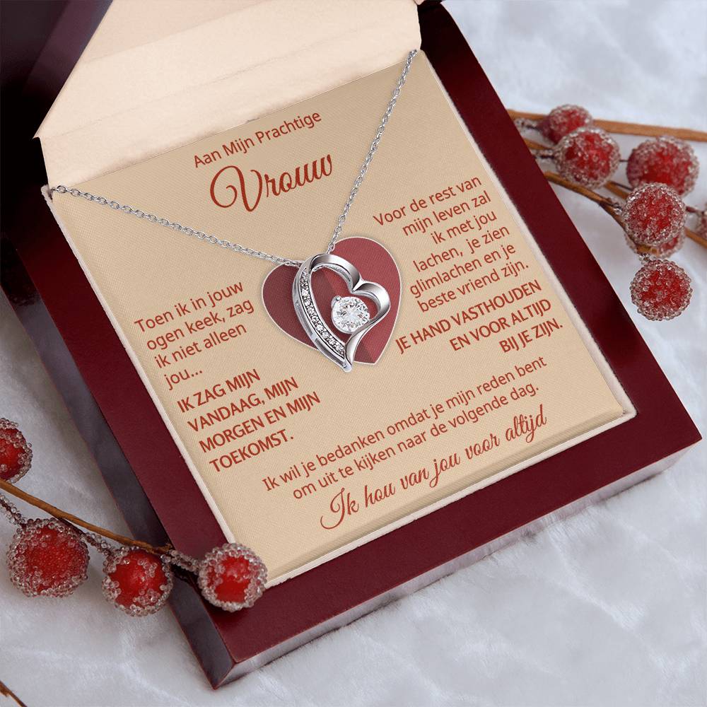 To My Beautiful Wife - I Will Always Be With You - Heart Necklace