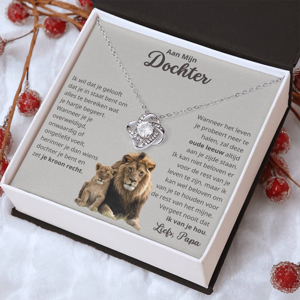 To My Daughter - Love, Your Old Lion - Love Knot Necklace