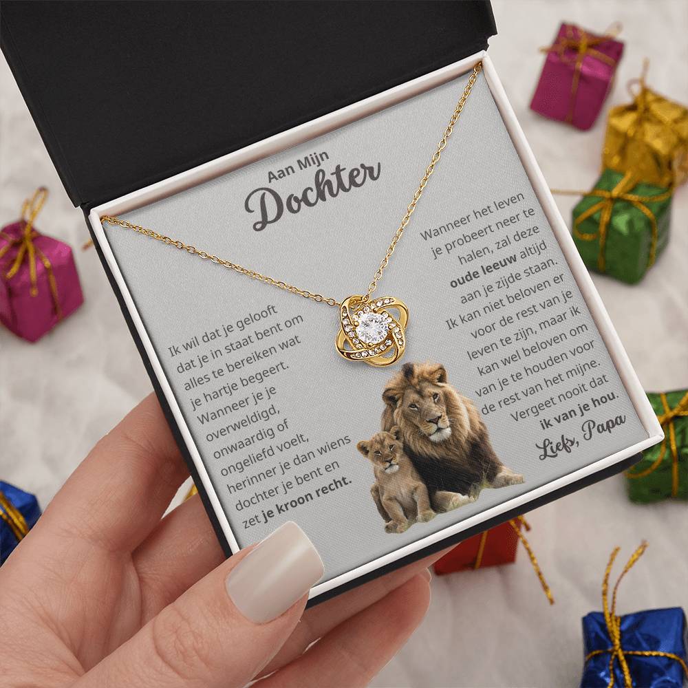 To My Daughter - Love, Your Old Lion - Love Knot Necklace