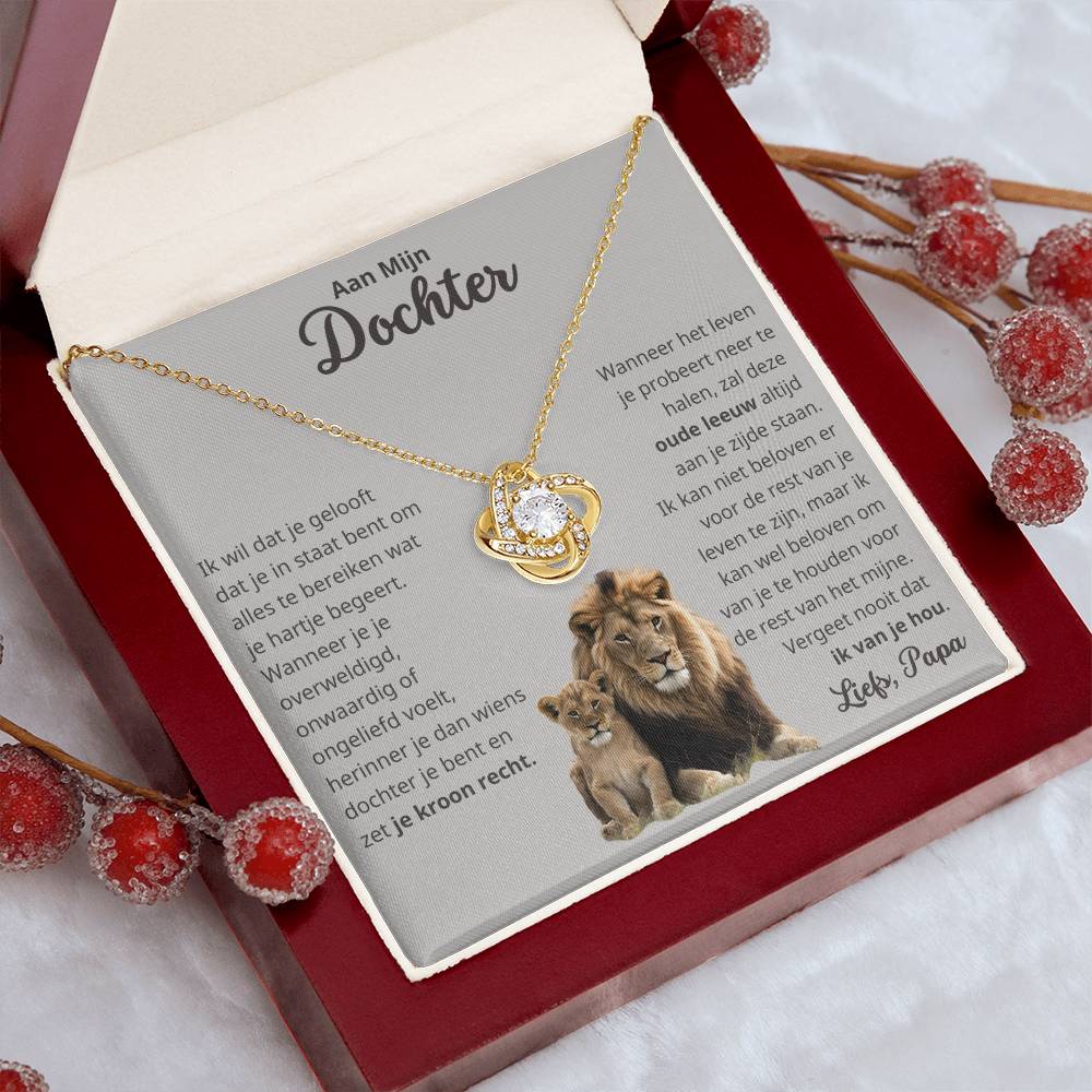 To My Daughter - Love, Your Old Lion - Love Knot Necklace