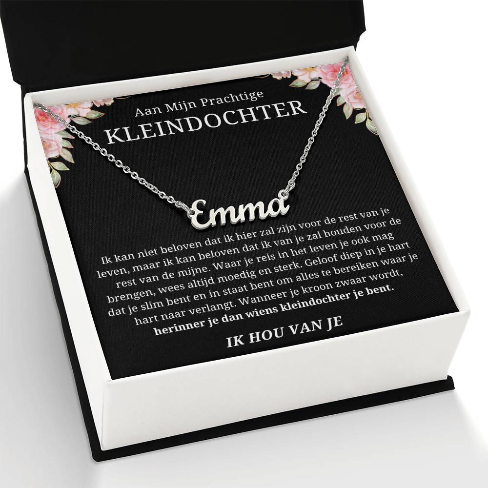 To My Granddaughter - Always Be Brave and Strong - Personalized Name Necklace