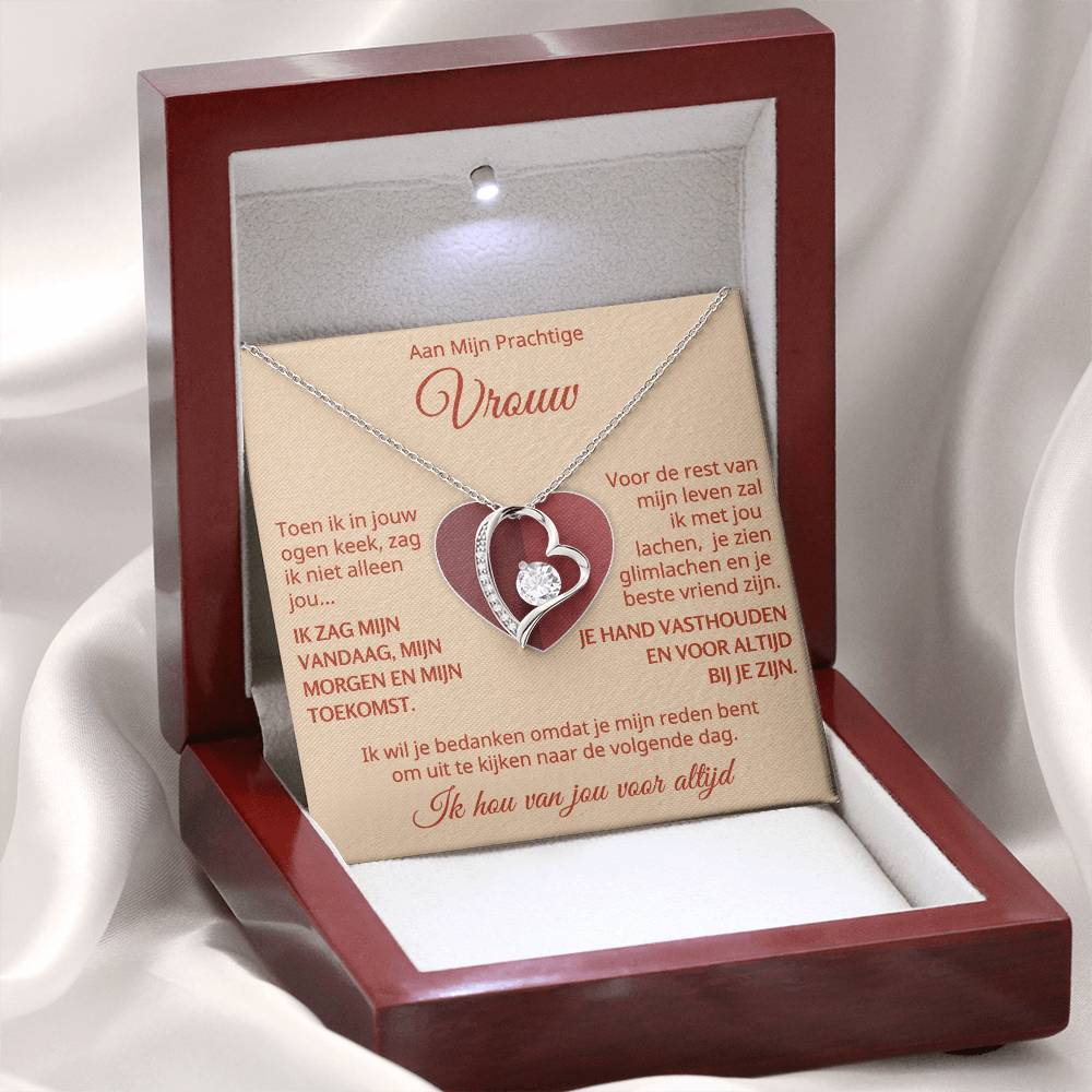 To My Beautiful Wife - I Will Always Be With You - Heart Necklace