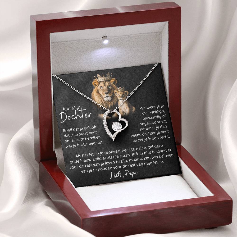 To My Daughter - Lion and Cub - Heart Necklace