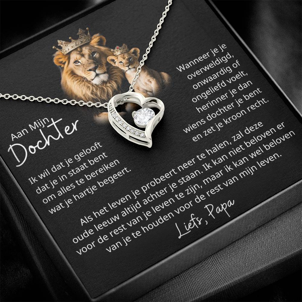 To My Daughter - Lion and Cub - Heart Necklace