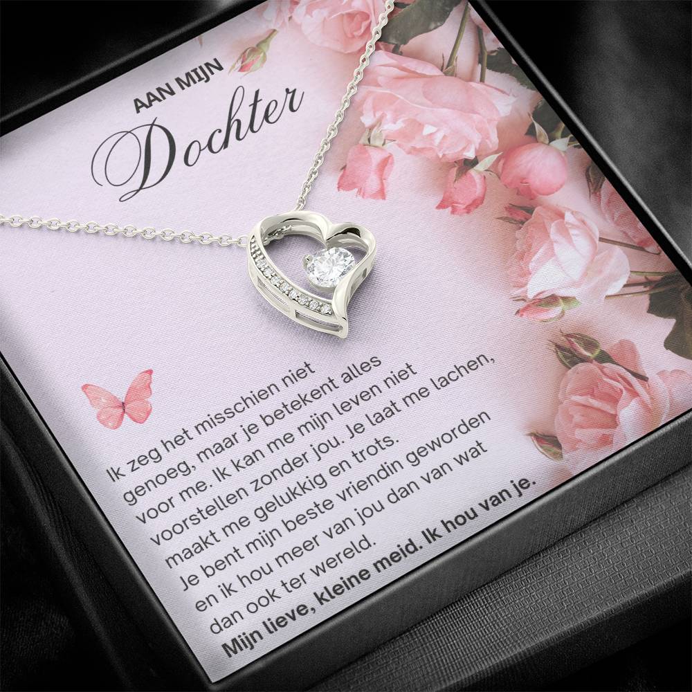 To My Daughter - Butterfly and Roses - Heart Necklace