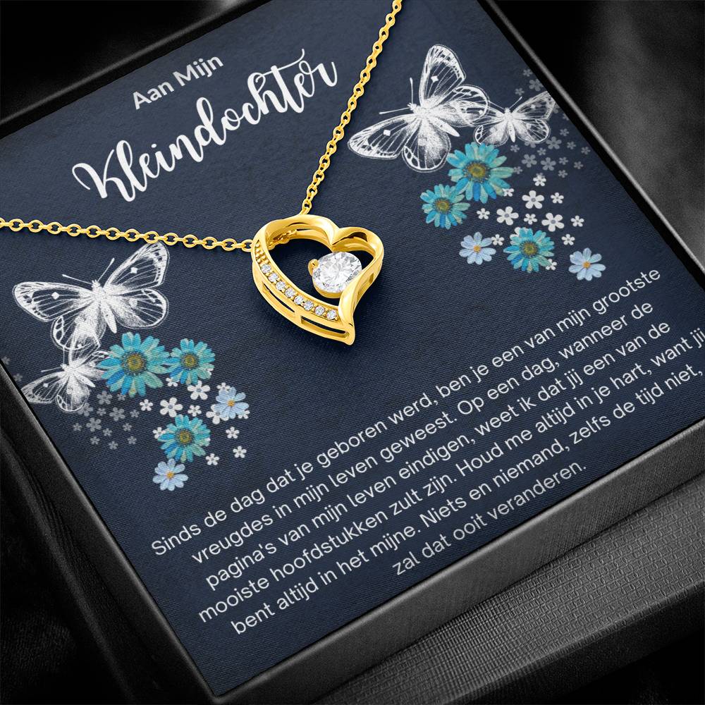 To My Granddaughter - Butterflies and Flowers - Heart Necklace