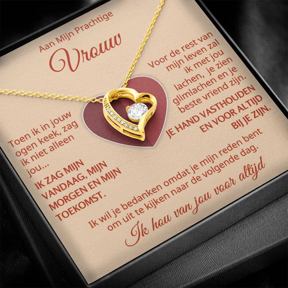 To My Beautiful Wife - I Will Always Be With You - Heart Necklace