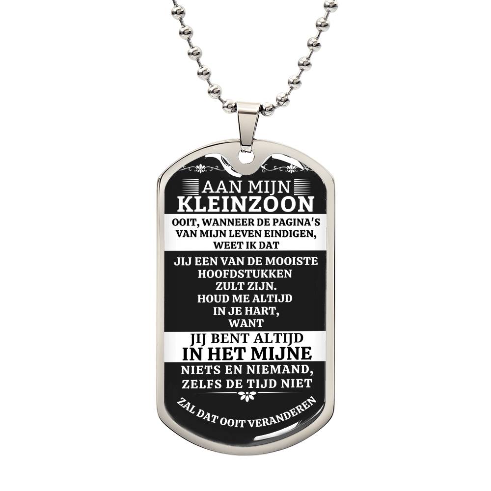 To My Grandson - Always Keep Me in Your Heart - Luxury Dog Tag Necklace