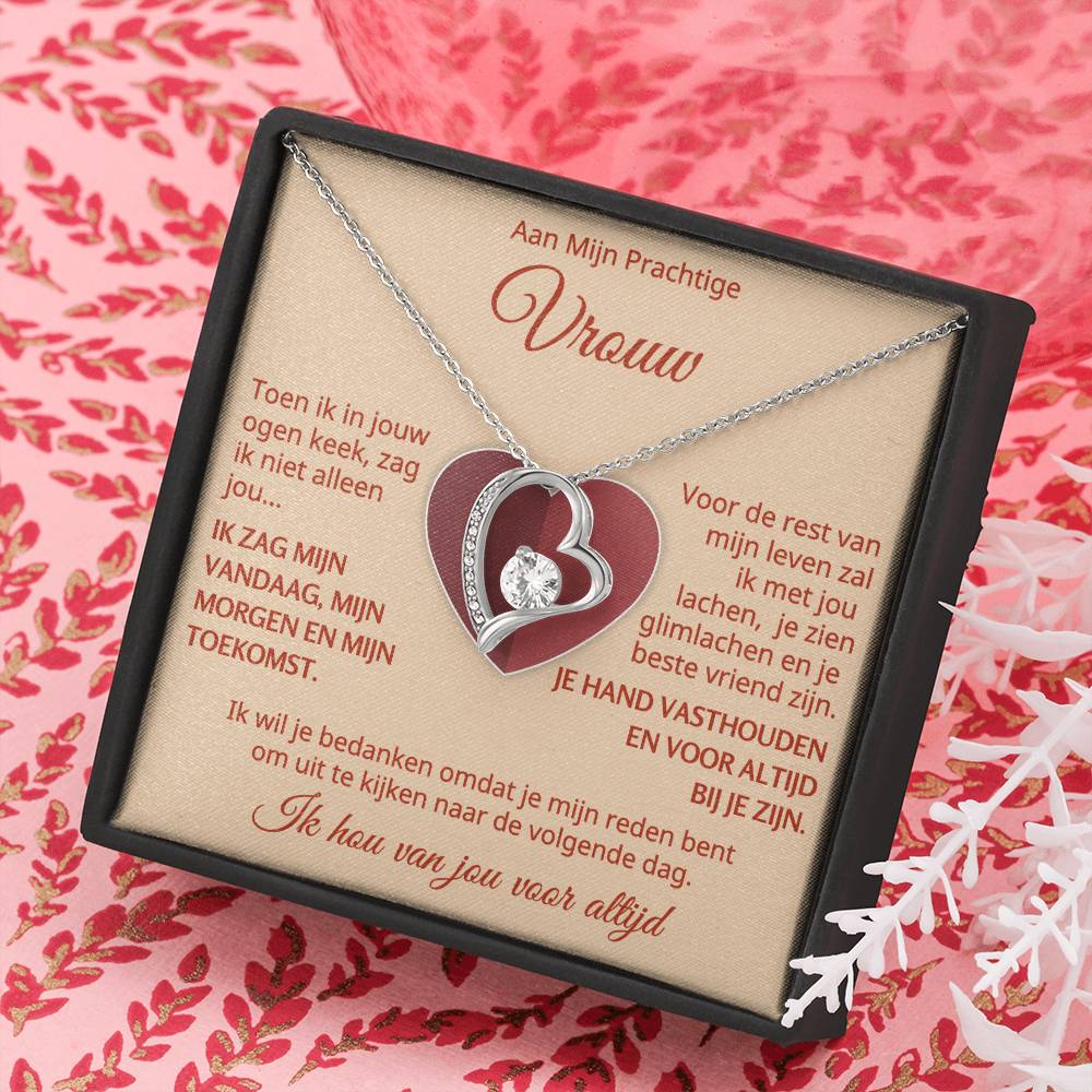 To My Beautiful Wife - I Will Always Be With You - Heart Necklace