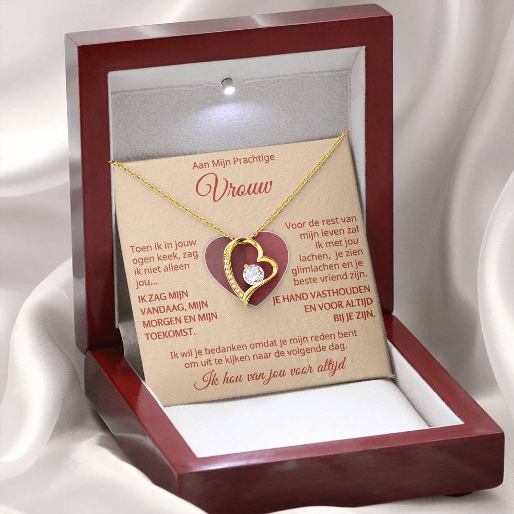 To My Beautiful Wife - I Will Always Be With You - Heart Necklace
