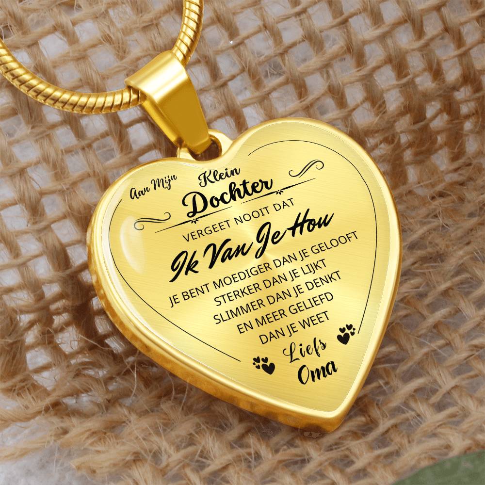 Heart Necklace - Always remember, I love you - To my granddaughter from grandma