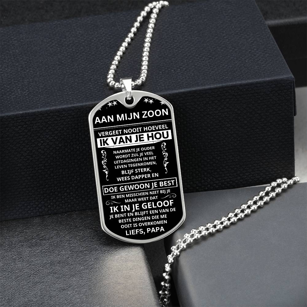 To My Son - Stay Strong, Be Confident - Luxury Dog Tag Necklace