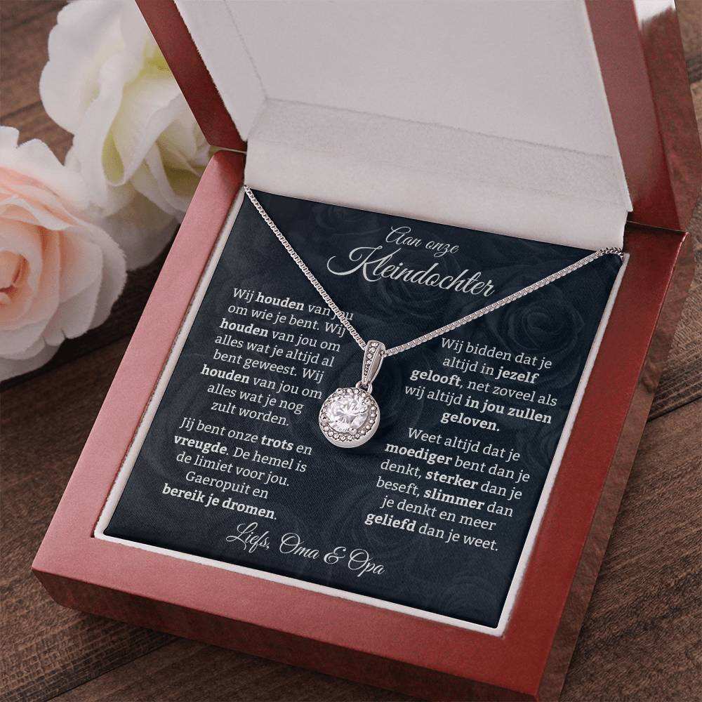 To My Granddaughter - We Love You for Who You Are - 14k White Gold Circle Necklace