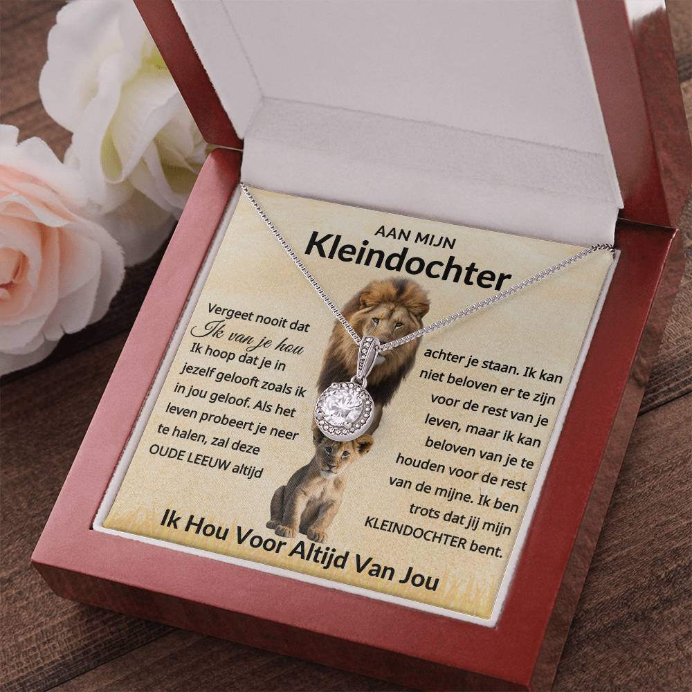 To My Granddaughter - Never forget that I love you - 14k White Gold Circle Necklace