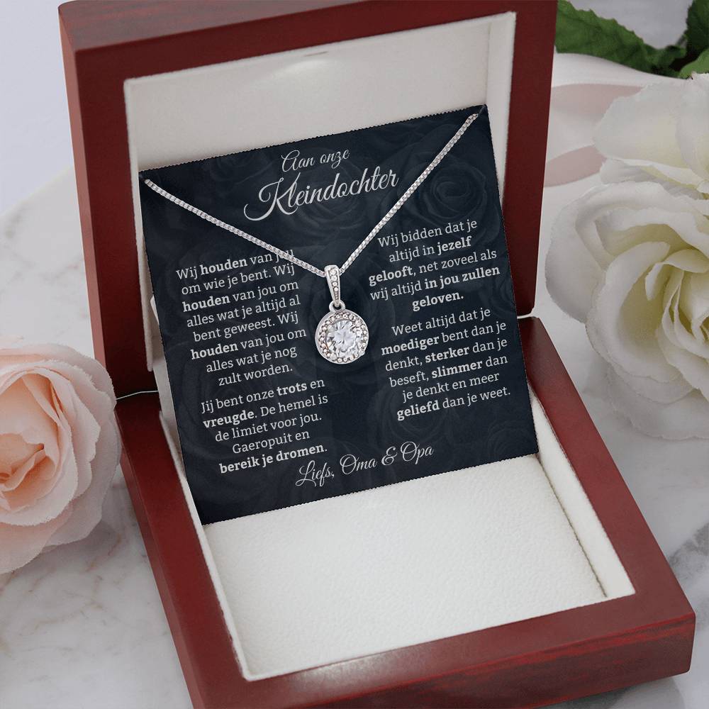 To My Granddaughter - We Love You for Who You Are - 14k White Gold Circle Necklace