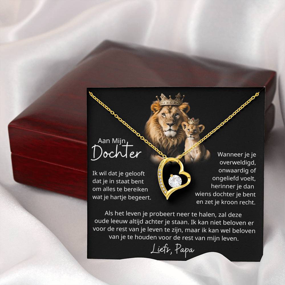 To My Daughter - Lion and Cub - Heart Necklace
