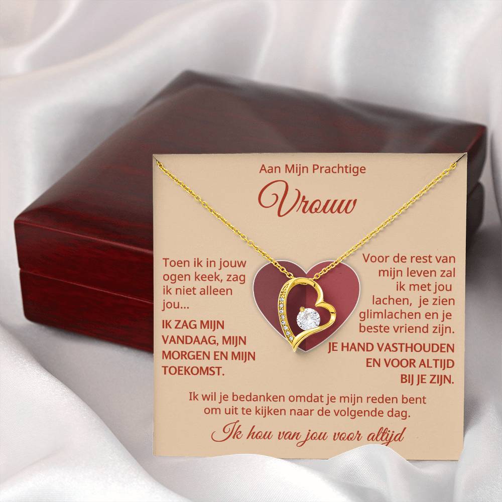 To My Beautiful Wife - I Will Always Be With You - Heart Necklace