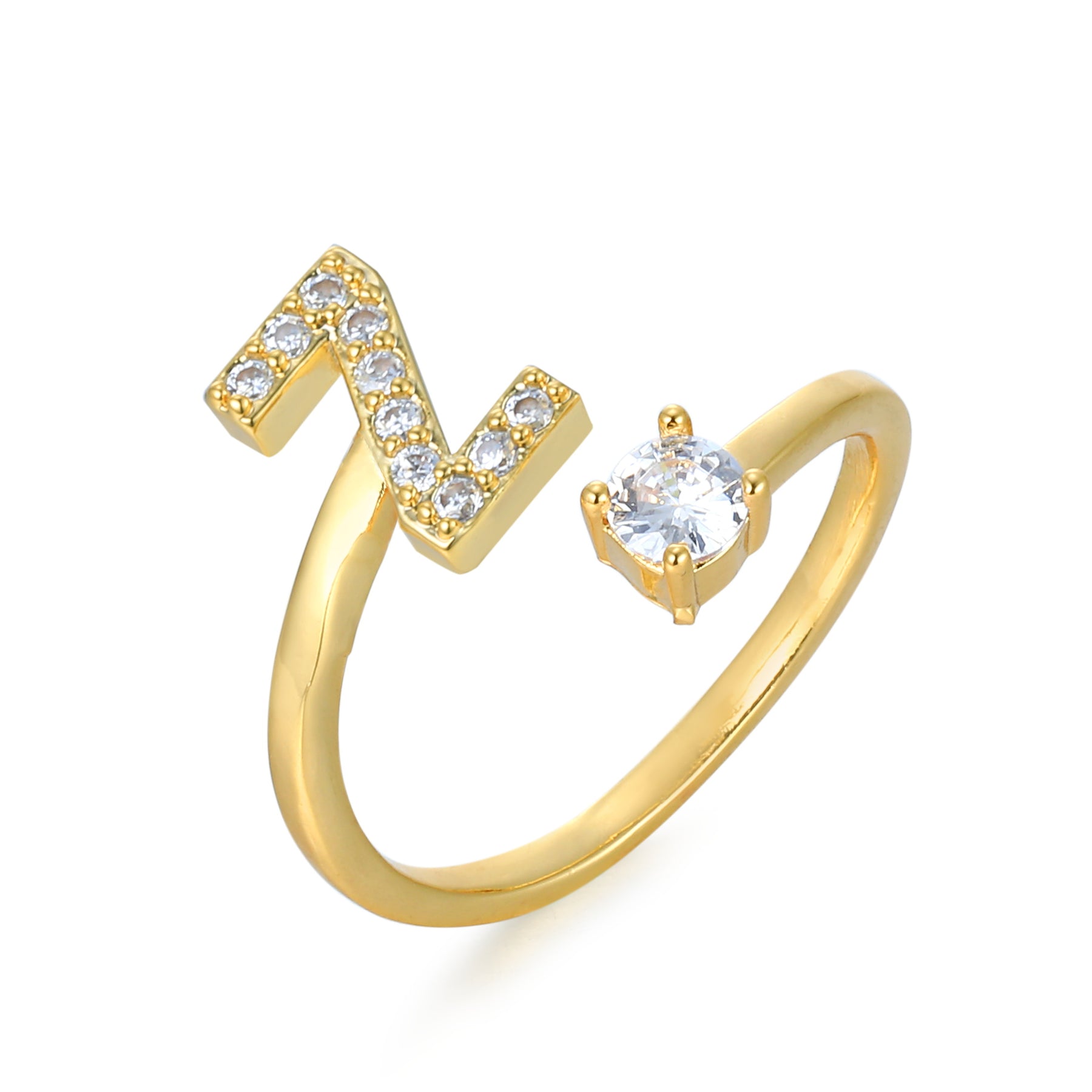 Letter Ring 'Initial' with Zirconia