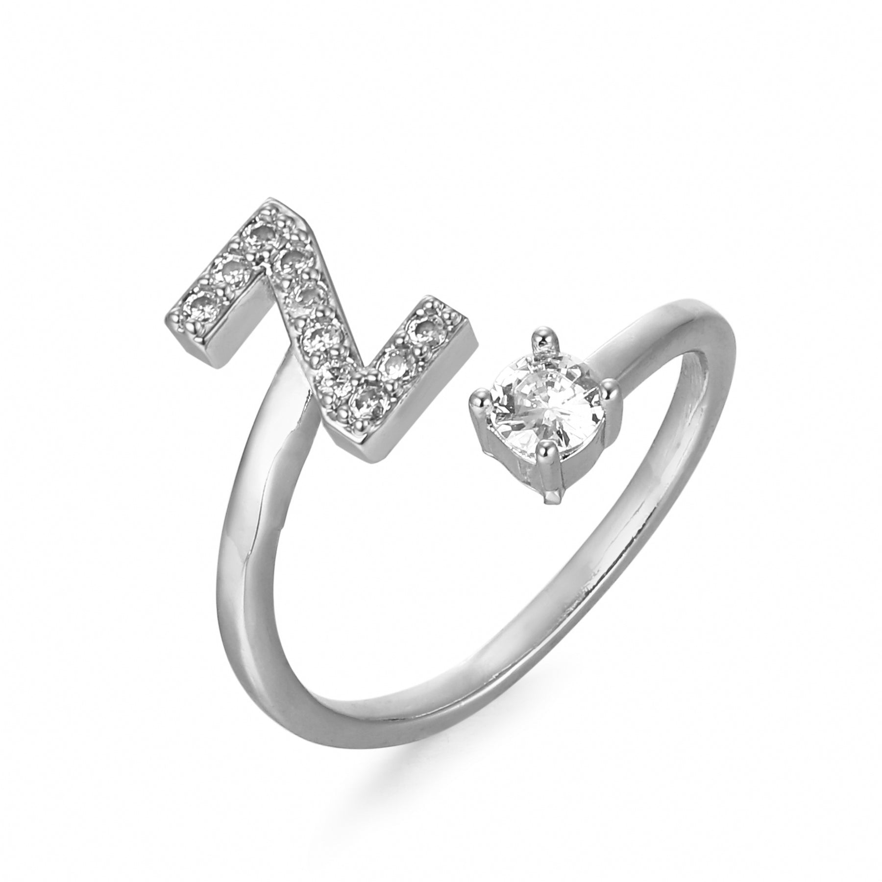 Letter Ring 'Initial' with Zirconia