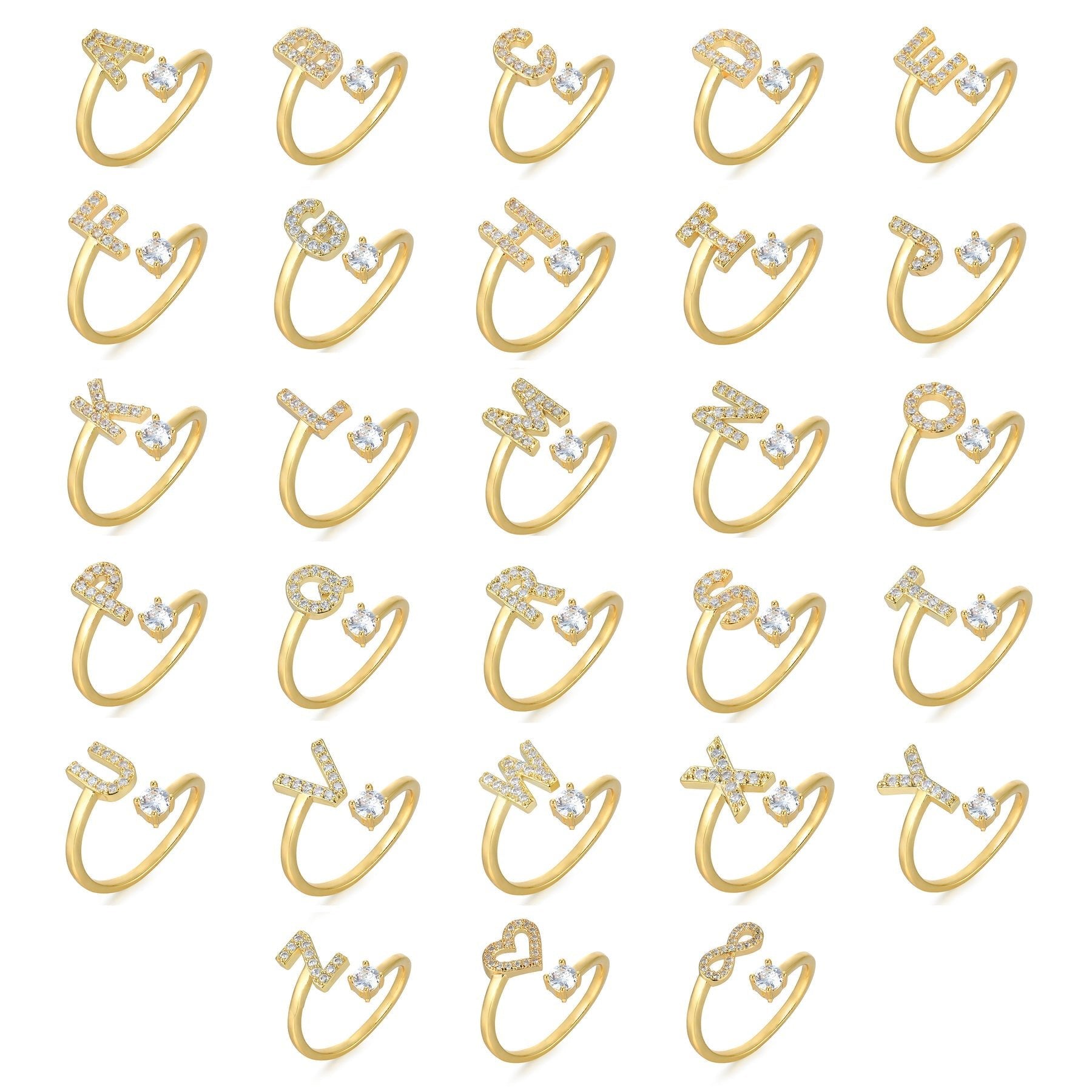 Letter Ring 'Initial' with Zirconia