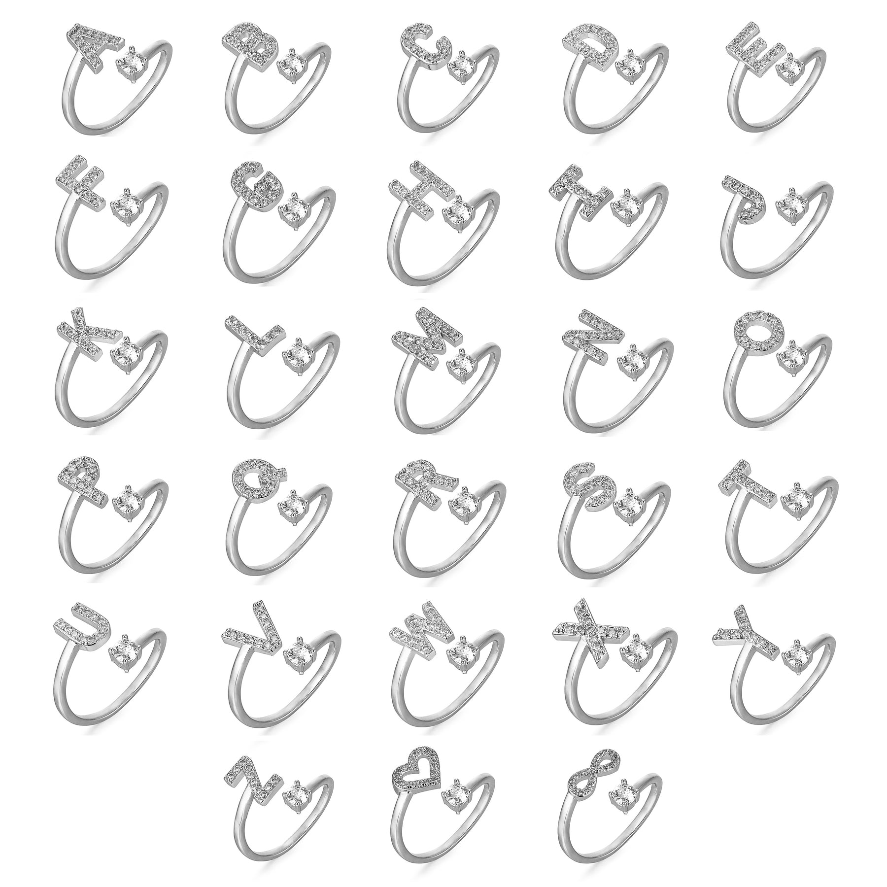 Letter Ring 'Initial' with Zirconia