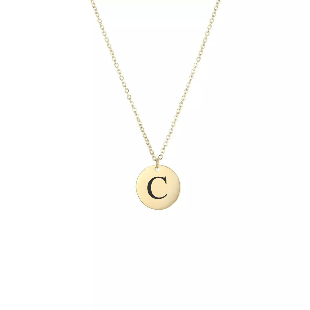 Engraved Coin Necklace with Initial