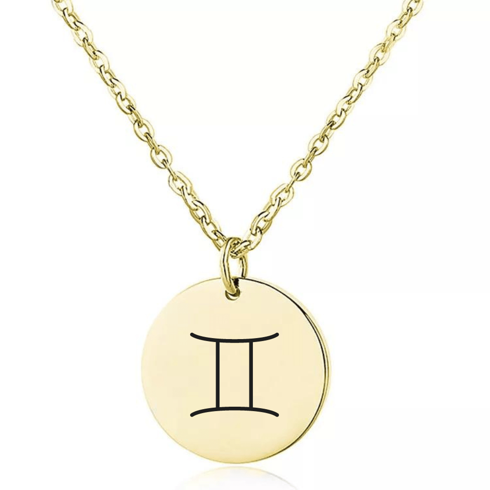 Engraved Zodiac Sign Coin Necklace