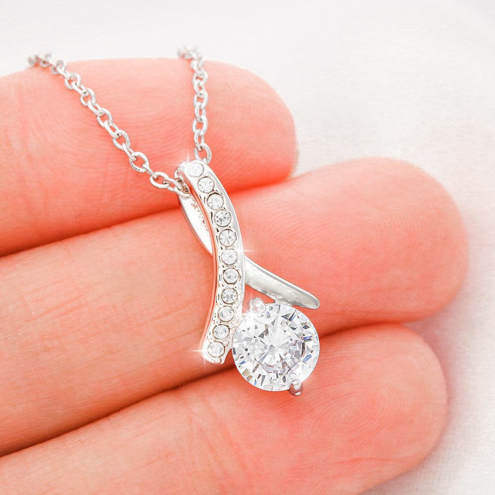 To My Daughter - Love Dad - 14k White Gold Necklace