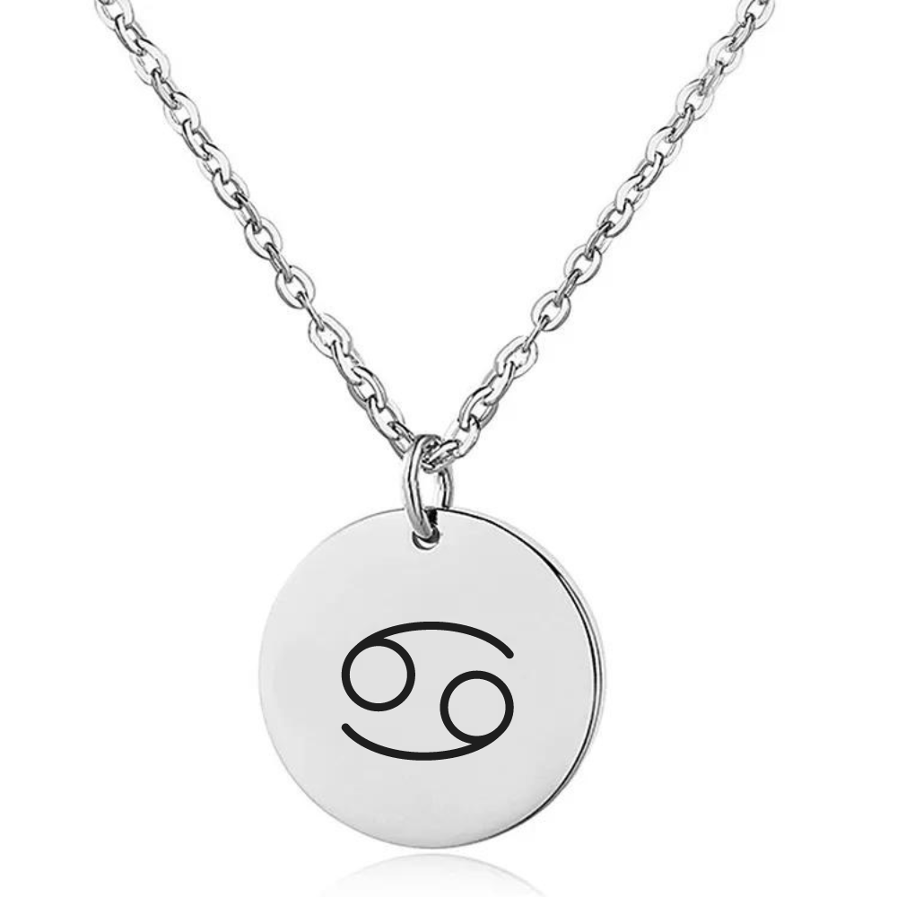 Engraved Zodiac Sign Coin Necklace