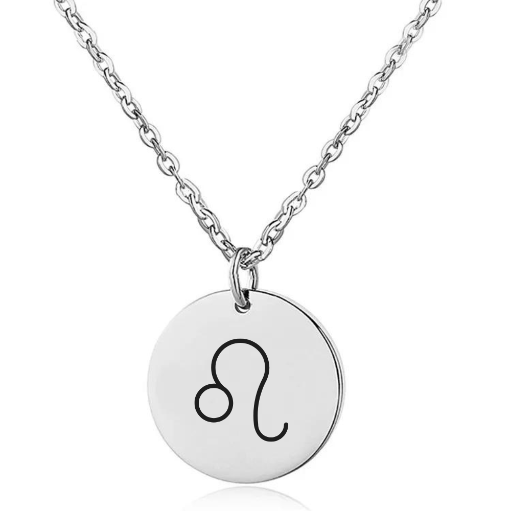 Engraved Zodiac Sign Coin Necklace