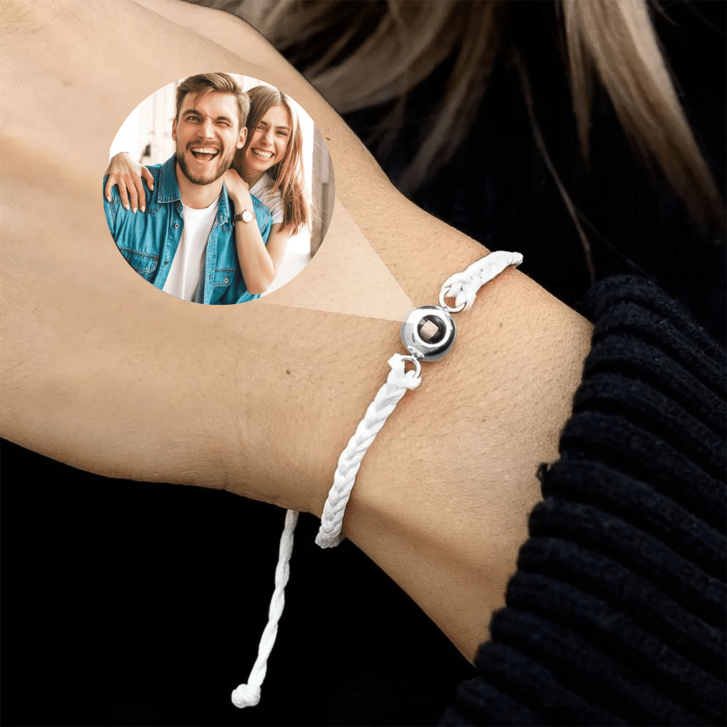 Personal Photo Projection Braided Bracelet