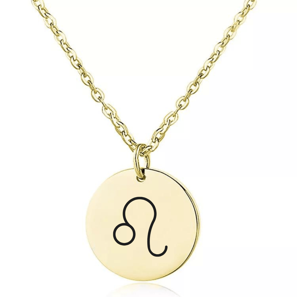 Engraved Zodiac Sign Coin Necklace