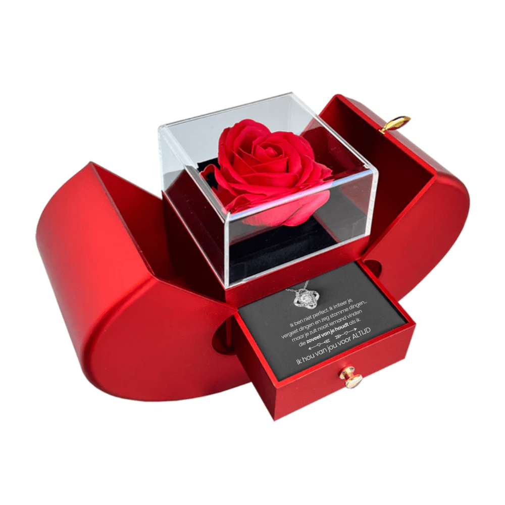 Eternal Rose Box - With Love Knot Necklace & Real Rose