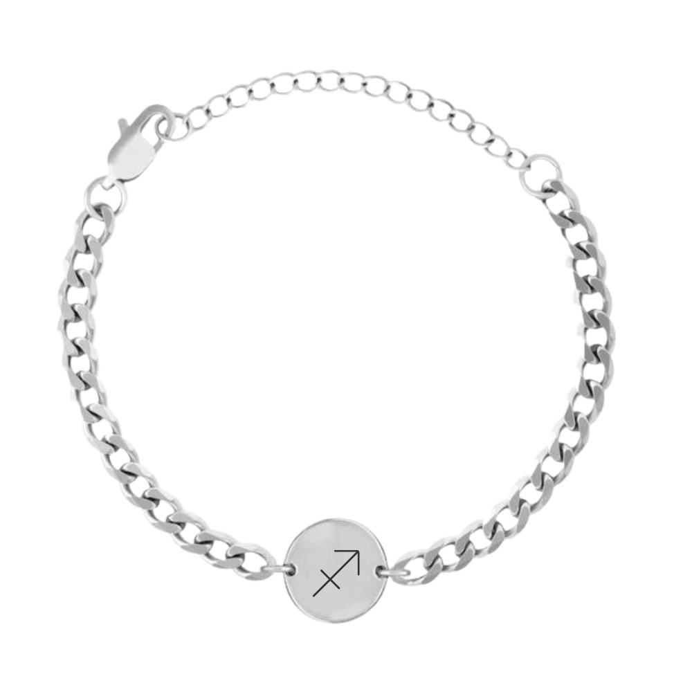 Engraved Zodiac Sign Coin Bracelet