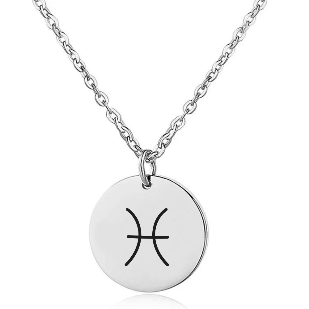 Engraved Zodiac Sign Coin Necklace