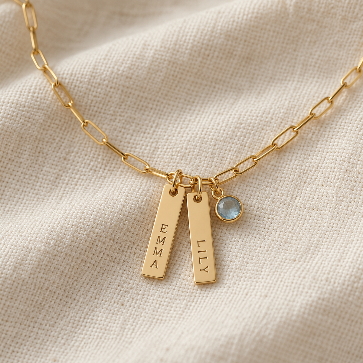 Double Bar Name and Birthstone Bracelet