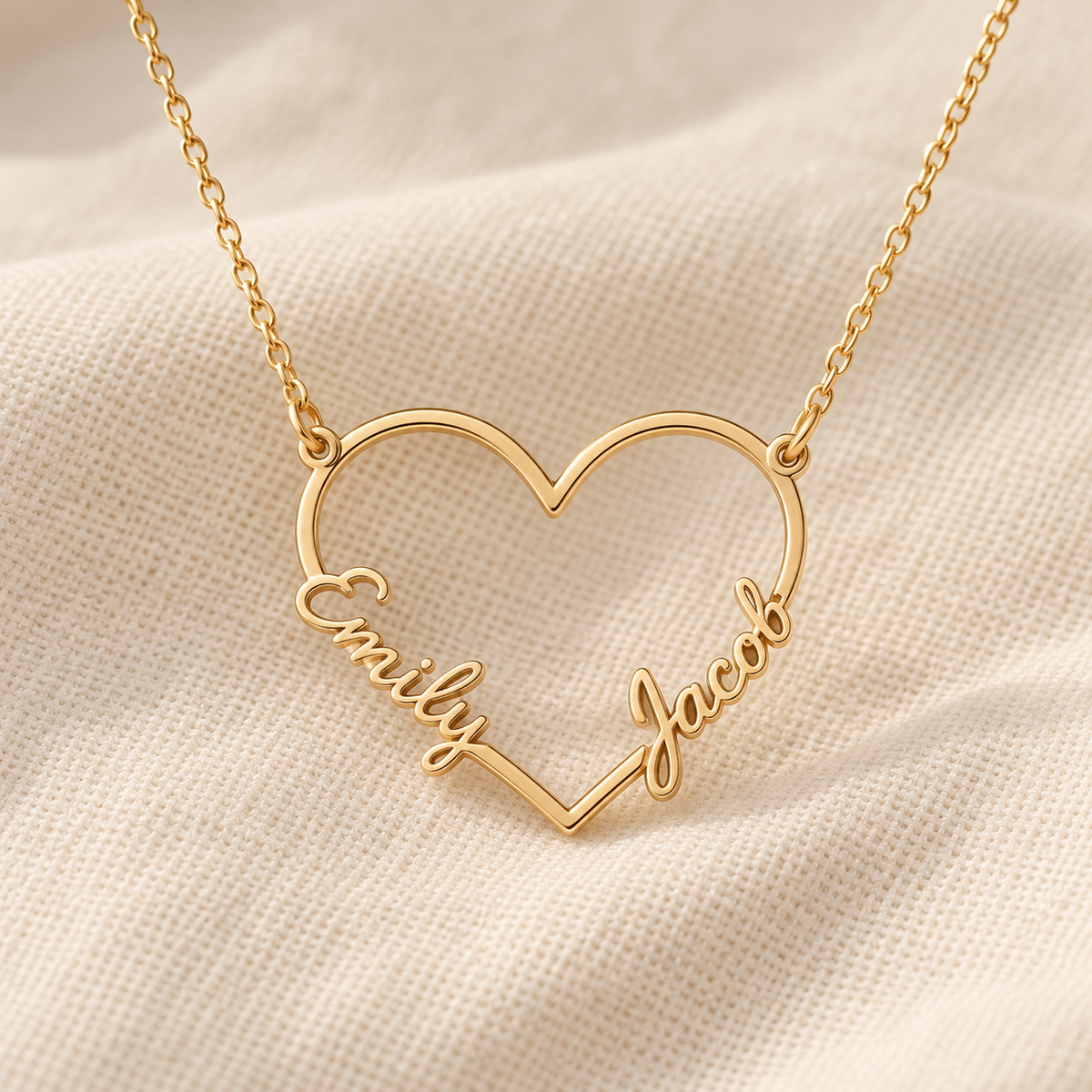 Hollow Heart Name Necklace