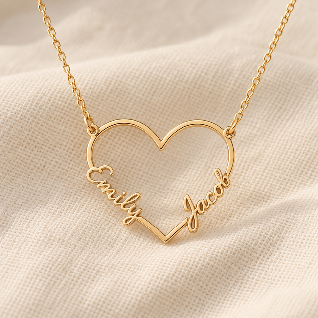 Hollow Heart Name Necklace