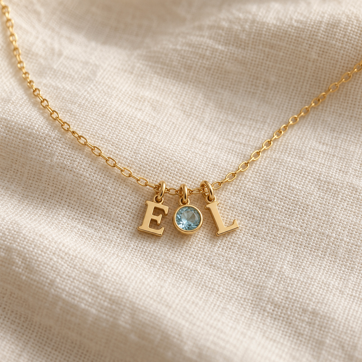 Double Initial and Birthstone Bracelet