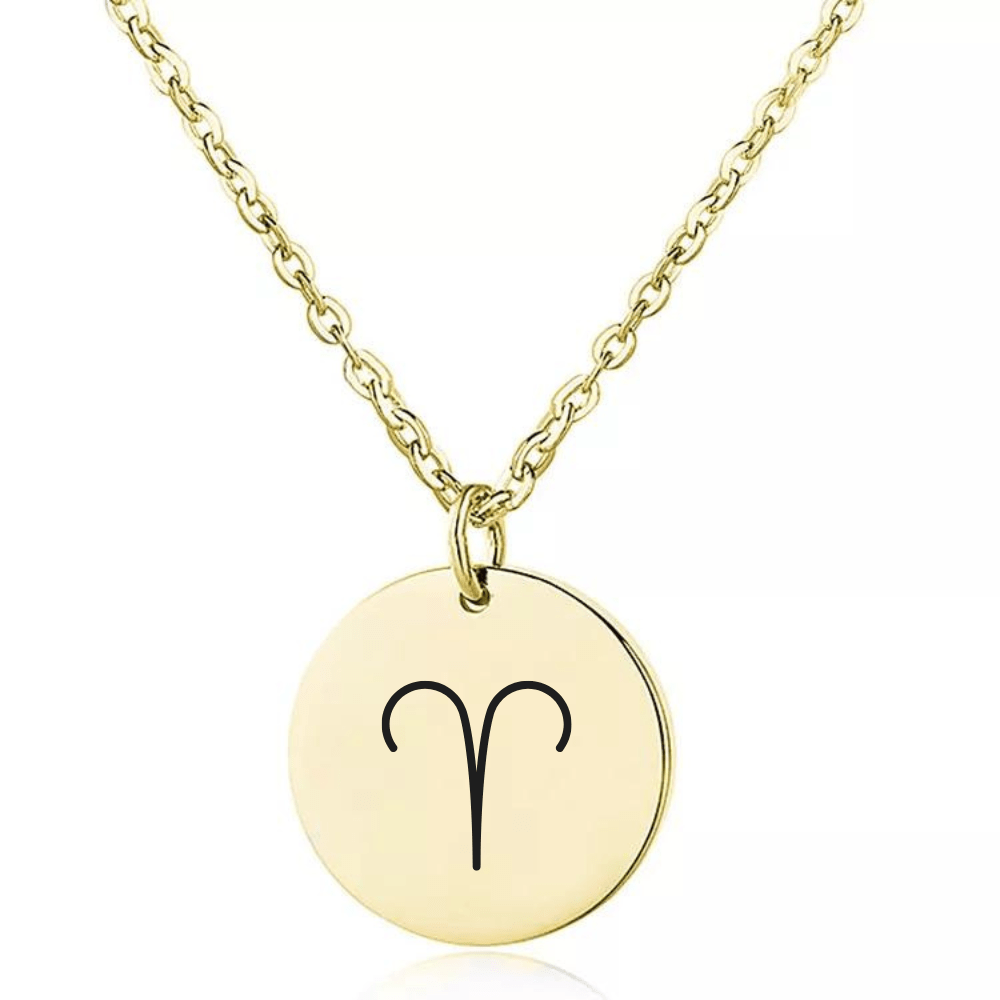 Engraved Zodiac Sign Coin Necklace