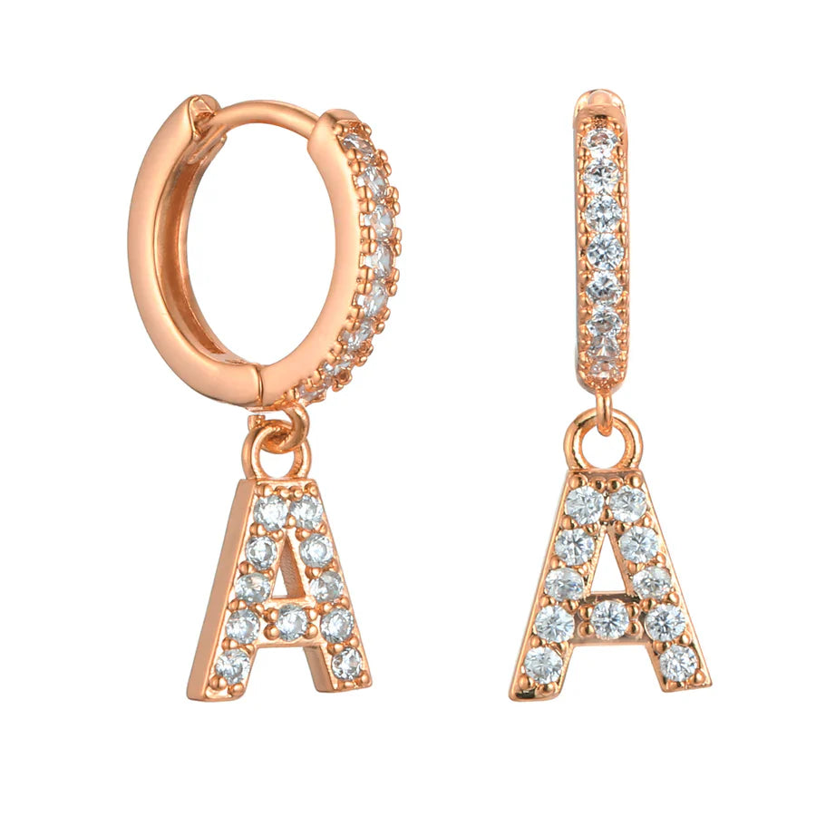 Letter Earrings 'Initial' with Zirconia