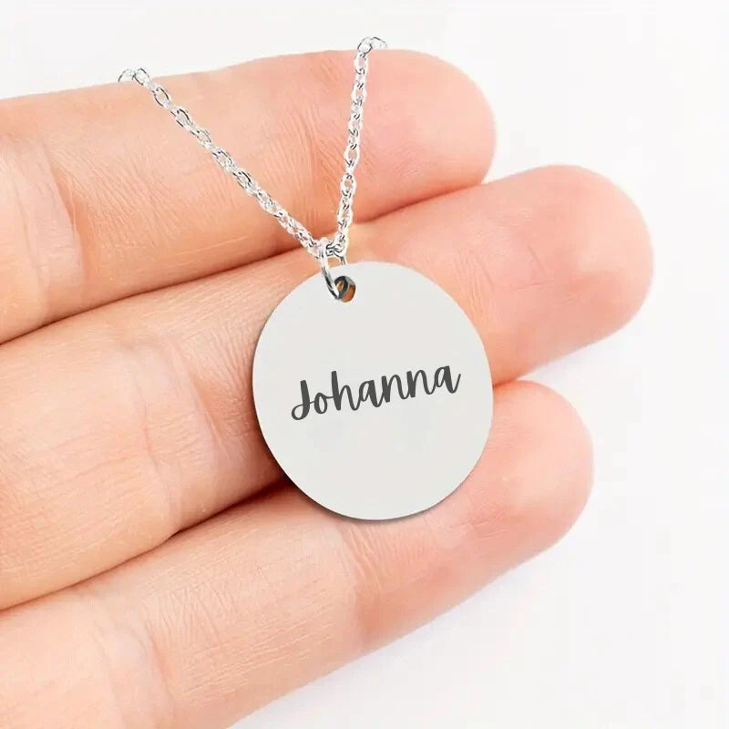 Personalized Coin Pendant Necklace With Name - Gift For Girlfriend