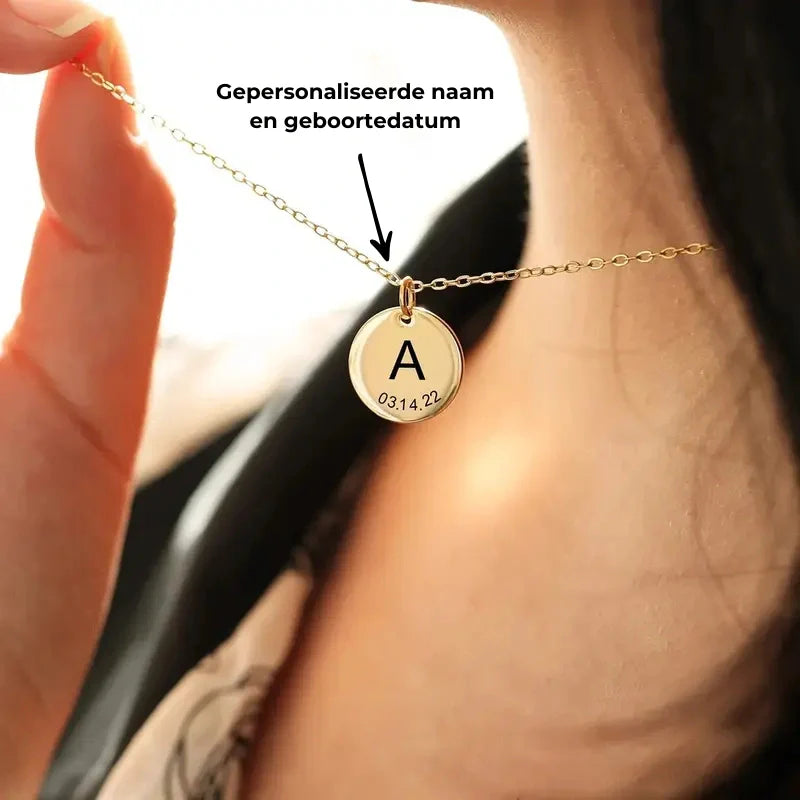Personalized Initial and Birthdate Engraved Necklace - Mother's Day Gifts