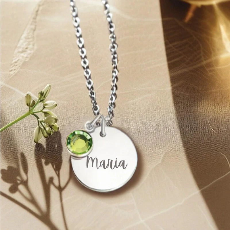 Personalized Birthstone Necklace with Name - Gift for Her