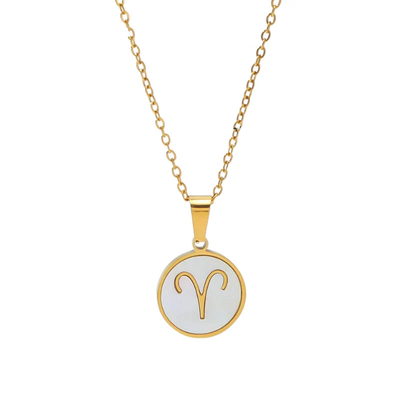 Personalized Zodiac White Seashell Pendant Necklace - Gifts for Her