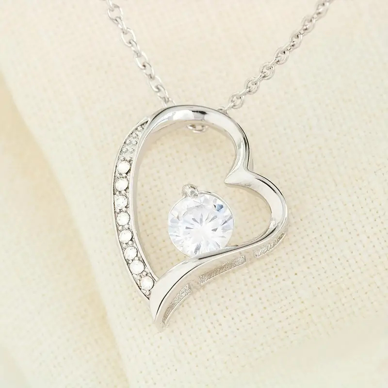 Rhinestone Decor Heart Shape Pendant Necklace with Message Card - Gifts for Friends